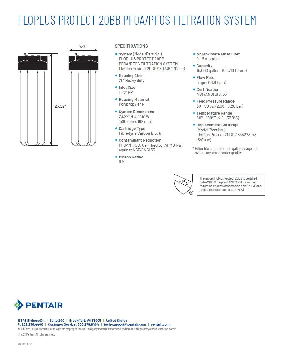 Pentair FLOPLUS Protect  20 BB - PFAS/PFOS System