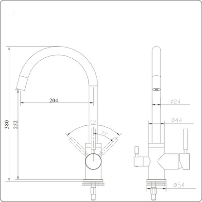 Gliano 3 way faucet black BR301